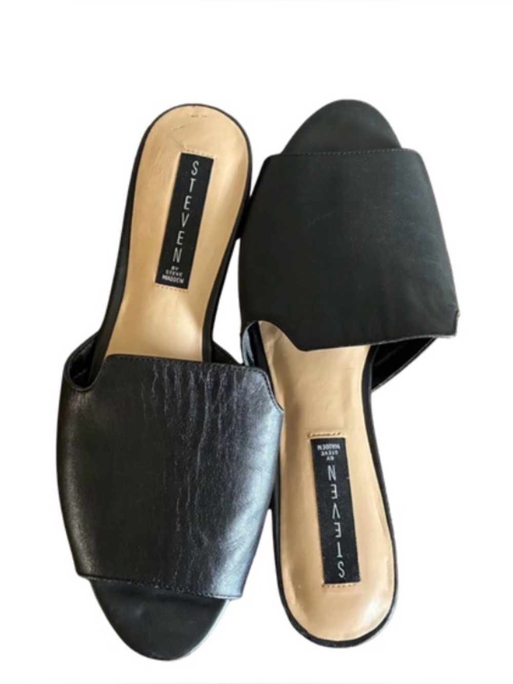 Steven by Steve Madden Sensai Leather
Slide Sandals Black Peep Toe Mule Size 9 - Picture 5 of 10